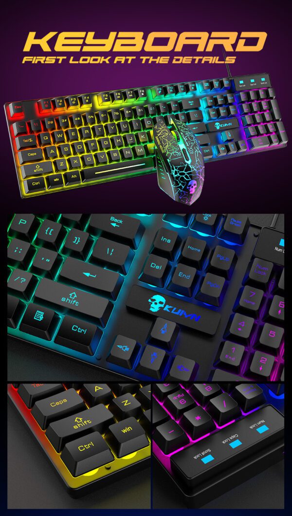 Kuiying T6RGB Luminous Keyboard And Mouse Set | Shop Now on CyberRigStore.com