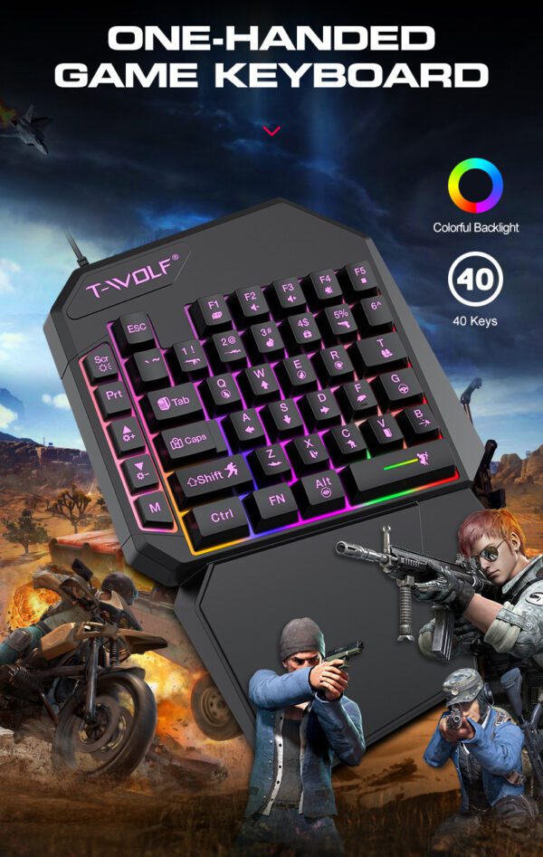 Leilang TF950 Pro Elite One-Handed Gaming Keyboard and Mouse Combo | Shop Now on CyberRigStore.com