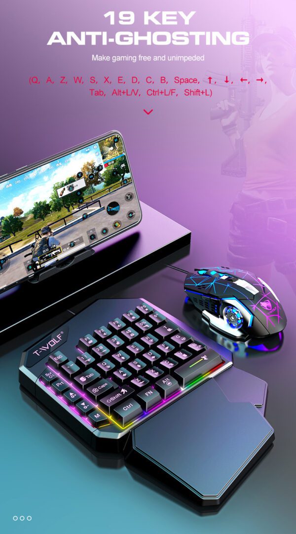 Leilang TF950 Pro Elite One-Handed Gaming Keyboard and Mouse Combo | Shop Now on CyberRigStore.com