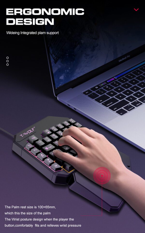 Leilang TF950 Pro Elite One-Handed Gaming Keyboard and Mouse Combo | Shop Now on CyberRigStore.com