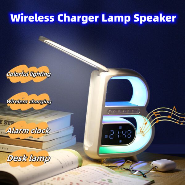 B-Shaped Smart Lamp with Bluetooth Speaker & Wireless Charger | Shop Now on CyberRigStore.com