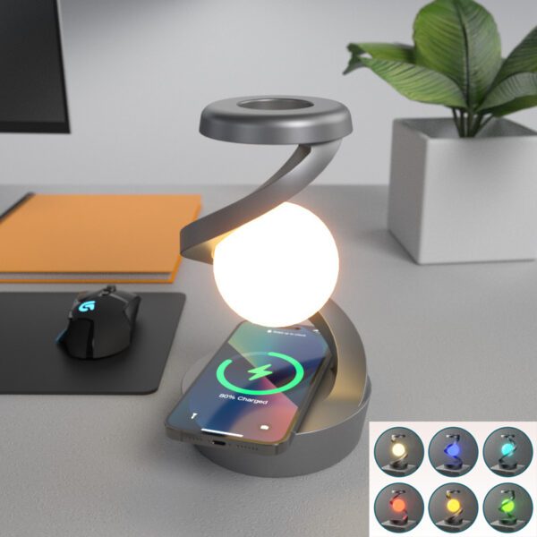 Rotating Moon Desk Lamp with Sensor Control & Wireless Charger | Shop Now on CyberRigStore.com