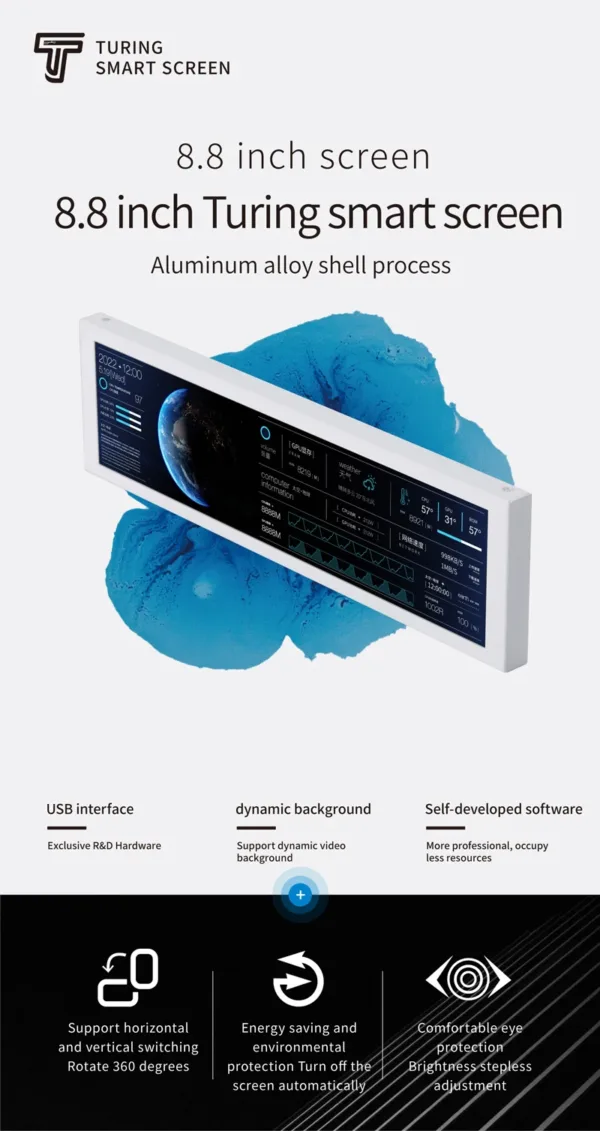 8.8" USB Secondary Display – IPS LCD, 1920x480, CPU & GPU Monitor | Shop Now on CyberRigStore.com