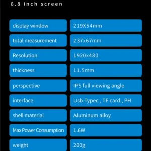 8.8" USB Secondary Display – IPS LCD, 1920x480, CPU & GPU Monitor | Shop Now on CyberRigStore.com