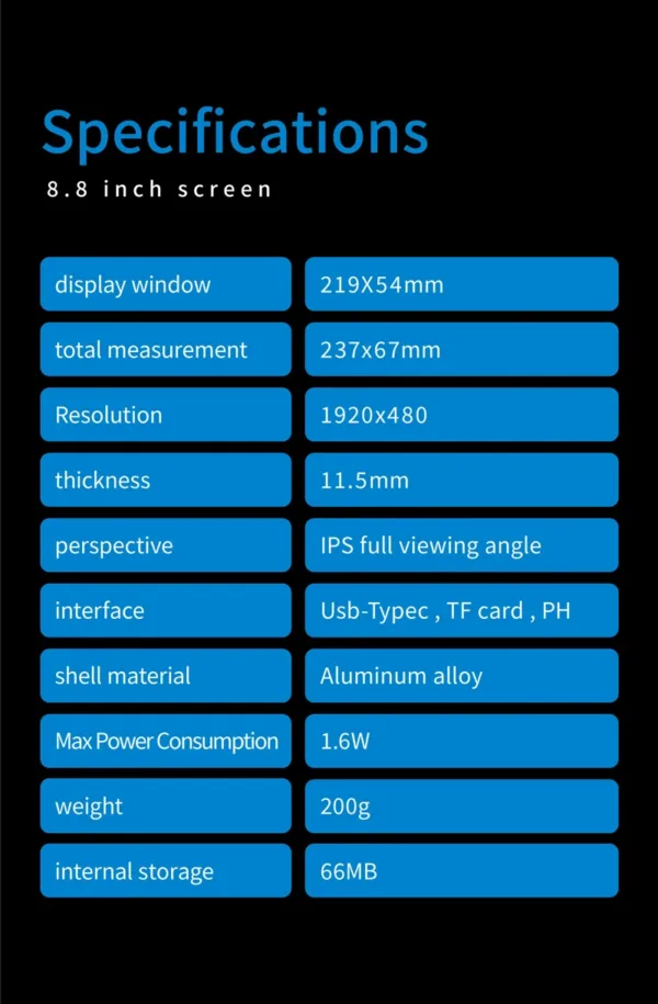 8.8" USB Secondary Display – IPS LCD, 1920x480, CPU & GPU Monitor | Shop Now on CyberRigStore.com