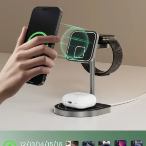 KUXIU X85 3-in-1 Wireless Charging Stand – Basketball Design, MagSafe, Fast Charge | Shop Now on CyberRigStore.com