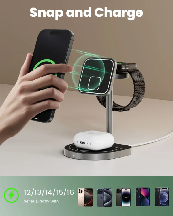 KUXIU X85 3-in-1 Wireless Charging Stand – Basketball Design, MagSafe, Fast Charge | Shop Now on CyberRigStore.com