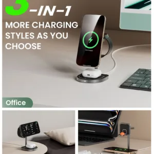 KUXIU X85 3-in-1 Wireless Charging Stand – Basketball Design, MagSafe, Fast Charge | Shop Now on CyberRigStore.com