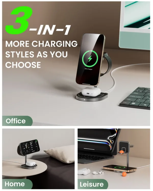 KUXIU X85 3-in-1 Wireless Charging Stand – Basketball Design, MagSafe, Fast Charge | Shop Now on CyberRigStore.com