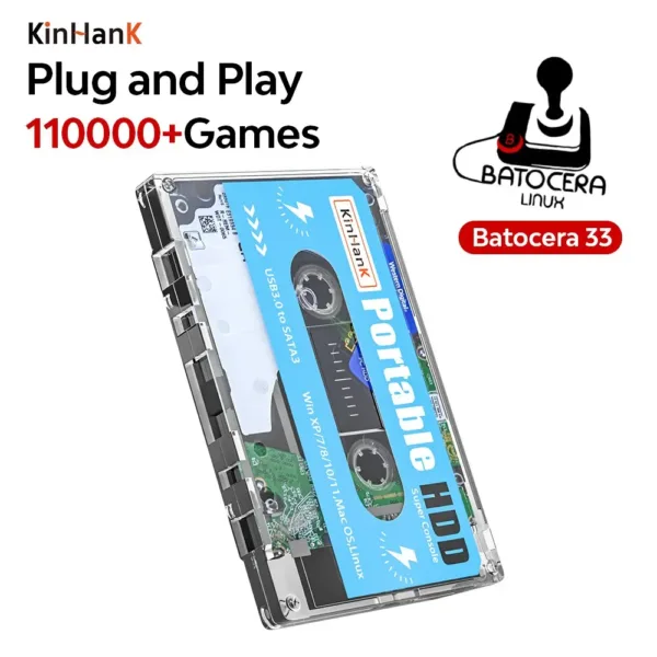 KINHANK 500GB Retro Gaming HDD – 110,000+ Games, Batocera OS, Plug & Play for PC | Shop Now on CyberRigStore.com