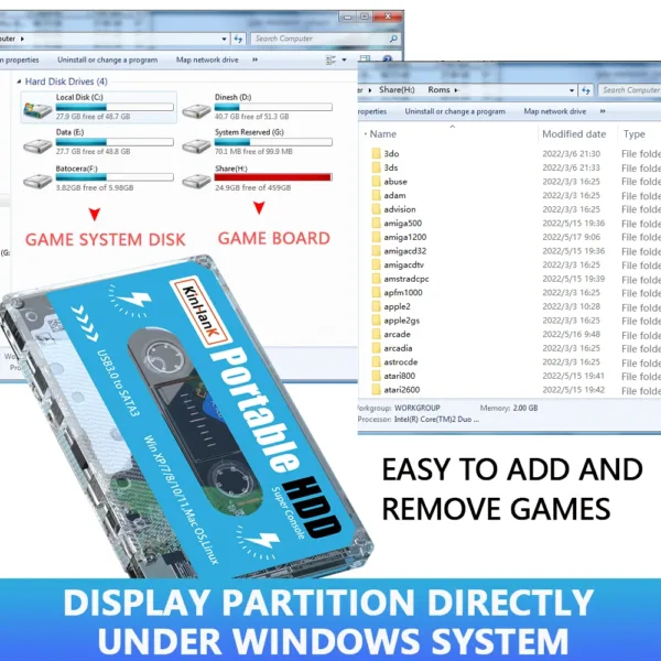 KINHANK 500GB Retro Gaming HDD – 110,000+ Games, Batocera OS, Plug & Play for PC | Shop Now on CyberRigStore.com